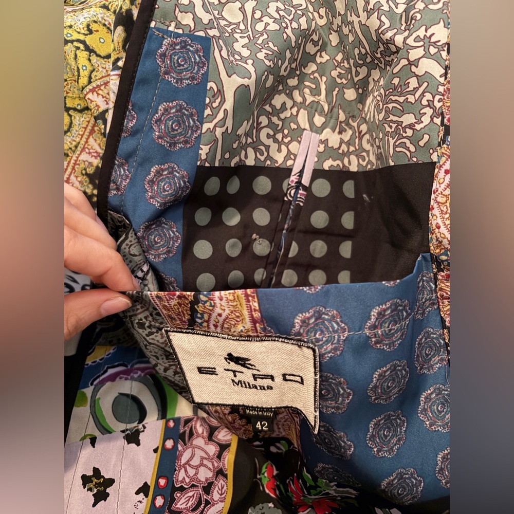 ETRO Milano Colorful Patchwork Belted Trench Coat - Picture 13 of 16